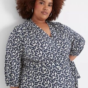 Lane Bryant Mid-Sleeve Faux-Wrap Midi Dress Size 22/24